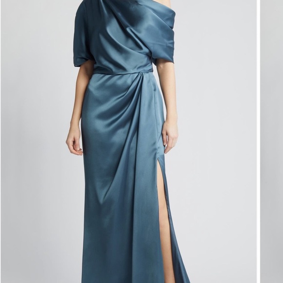 NWT AMSALE Off-Shoulder Dress in petrol - Picture 2 of 7